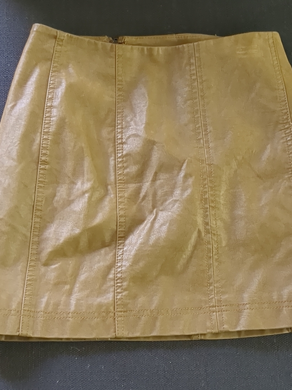 Free People Faux Leather Mini Skirt in Mustard